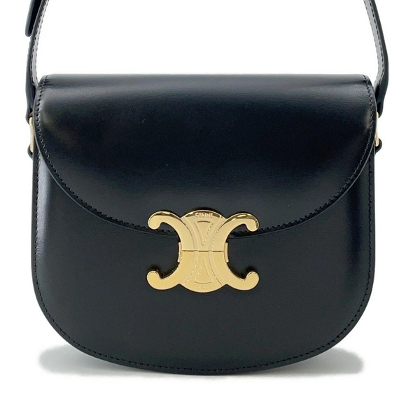 Celine Handbags - Celine Triomphe Teen Buzas Shoulder Bag Leather Black